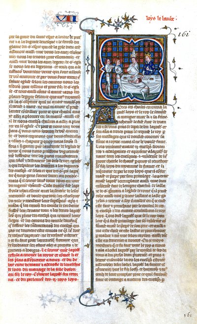 877年の戴冠式で教皇ヨハネ8世と対面するフランス王ルイ・スタマー（846～879年）。 作： Unbekannter Künstler