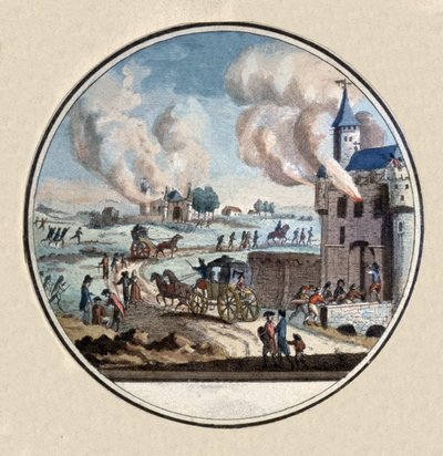 フランス革命、城を輪にする群集、1792-1793年頃（メダイユ） 作： Unbekannter Künstler