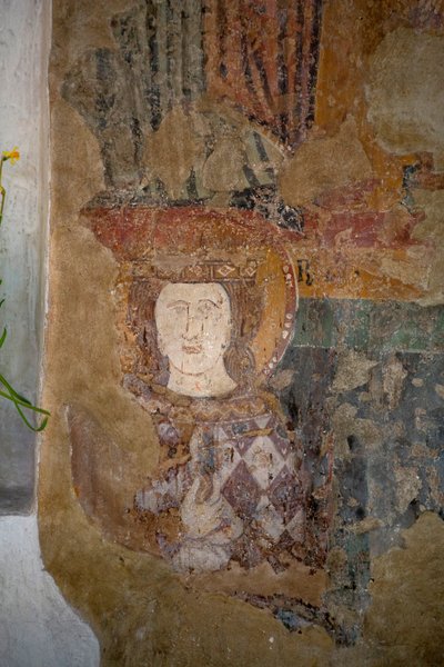 サンタ・マリア・アッスンタ教会のフレスコ画、Arqua Petrarca、ヴェネト州、イタリア (写真) 作： Leopold Blonder