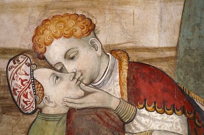 男爵の広間のフレスコ画（15世紀） イタリア、ピエモンテ州マンタ（クーネオ）のデラ・マンタ城の細部 作： Benjamin Baud