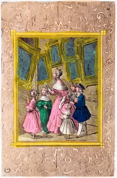 Abecedaire du musee des petits enfans ou Choix de sujets representant des qualites a imiter and des defauts a eviter".1830年（プリント）の正面図。 作： Unbekannt