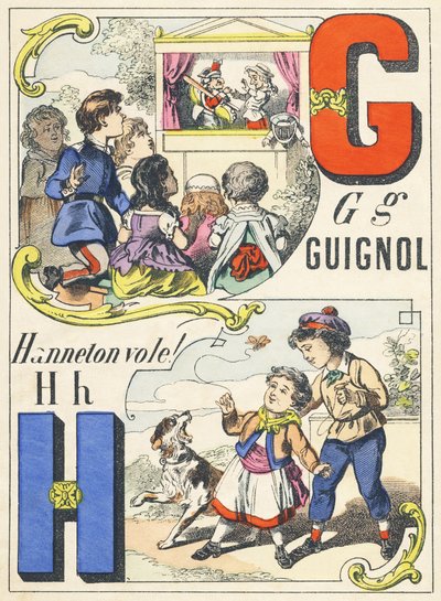 GH：ギニョール、ハネトンハタネズミ！ -ゲームアルファベット、1890年頃（イラスト） 作： Unbekannt