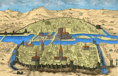 15～16世紀のパリ全景（エングレーヴィング） 作： Unbekannter Künstler