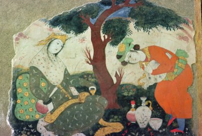大広間の風俗画 16世紀頃（フレスコ画 作： Unbekannt