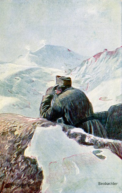 第一次世界大戦中、雪の中のドイツ軍監視員 作： Unbekannter Künstler