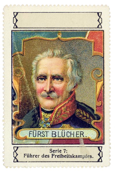 ゲプハルト・レーベレヒト・フォン・ブルッハー (1742-1819) ワーテルローの戦いのドイツ軍司令官の肖像が入ったドイツの切手。 クロモリトグラフシリーズ「Fuhrer des Freiheitskampfes」、20世紀初頭 作： Unbekannter Künstler