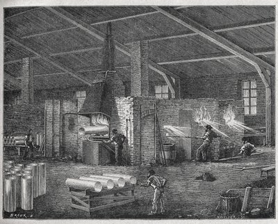 ガラス製造、1880年頃（エングレーヴィング） 作： Unbekannter Künstler