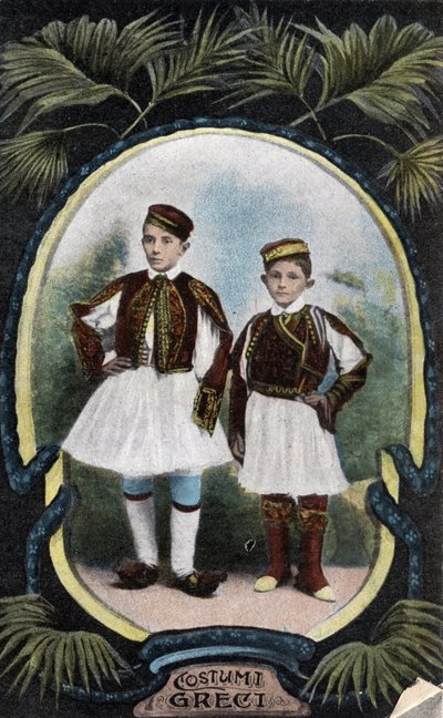 ギリシャ子供のためのギリシャの衣装 - ポストカード 1914-1918 作： Unbekannt