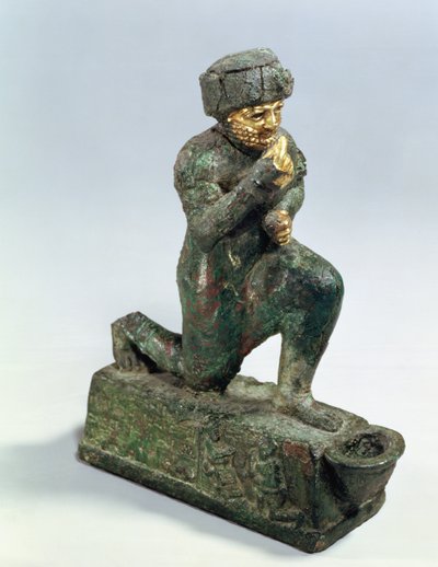 神聖な木の前で祈るバビロンの王ハムラビ、紀元前1750年頃（ブロンズ、金 作： Unbekannt