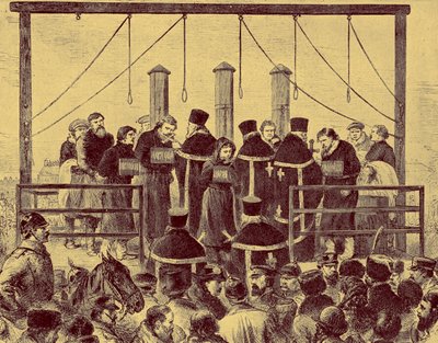 ロシアにおけるアナキストの絞首刑 作： Unbekannter Künstler
