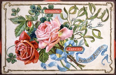 謹賀新年 花、20世紀初頭（絵葉書） 作： Unbekannter Künstler