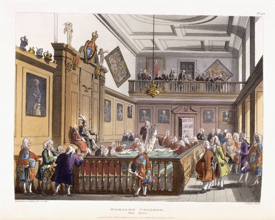 ヘラルドカレッジ：ホール、「The Microcosm of London」、1808-1810 作： Unbekannt