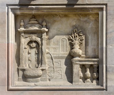フランチェスコ・ボーノ（1654年）による井戸を覆ったハイレリーフ。イタリア・ミラノの大聖堂（ドームまたはデュオモ 作： Unbekannt