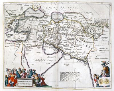 歴史。 古代ギリシャ。 アレキサンダー大王の旅。 版画 : Le theatre du monde, atlas by G, Blaeu, Amsterdam 作： Unbekannter Künstler