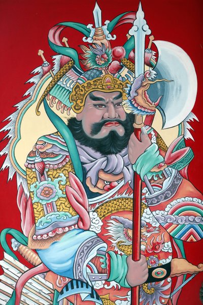 Hoi Tuong Te Nguoi Hoa 仏教徒の中国寺院。ゲートに描かれたガーディアン・フィギュア。Phu Quoc。ベトナム。 作： Unbekannt