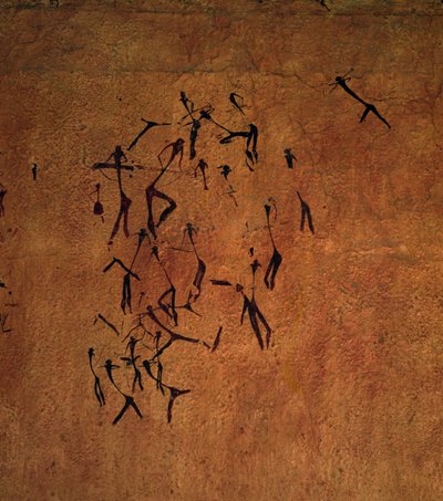 ヴァルトルタ洞窟の狩猟シーン、新石器時代（壁画） 作： Unbekannter Künstler