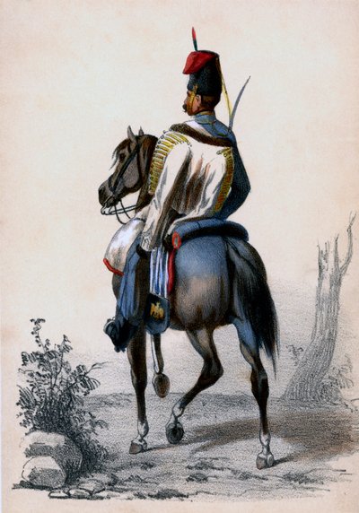 Hussard: 馬に乗ったフッサール。 作： Unbekannter Künstler