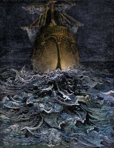 サミュエル・テイラー・コールリッジ（1772-1834）の "La Lournte du vieux sailor "のためのギュスターヴ・ドーレ（1832-1883）による挿絵。 作： Unbekannter Künstler