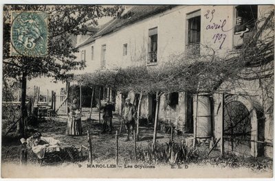 イル・ド・フランス、ヴァル・ド・マルヌ（94）、マロレ・アン・ブリー（Marolles-en-Brie）。Les Glycines - 1907年のポストカード 作： Unknown