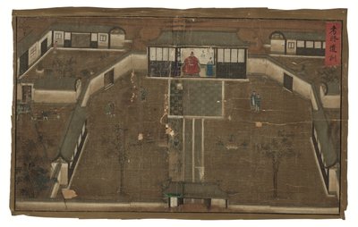 明の斉彬将軍に関する詔勅（絹に墨と彩色） 作： Unbekannter Künstler