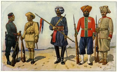 第一次世界大戦中の大英帝国のインド兵（エングレーヴィング） 作： Unbekannter Künstler