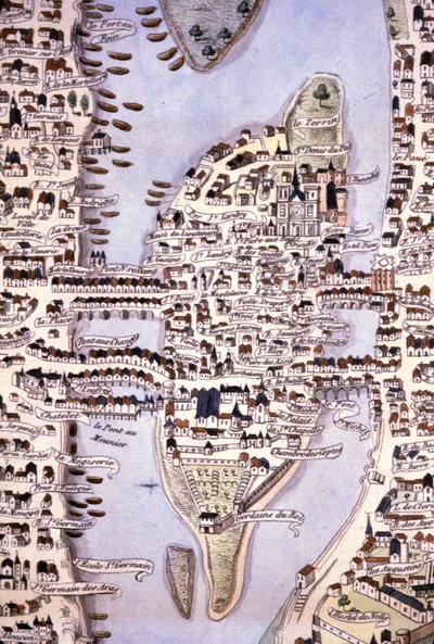 都市の島」地図、パリ、1540年頃（エングレーヴィング） 作： Unbekannter Künstler