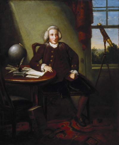 ジェームズ・ファーガソン (1710-1776)、イギリスの天文学者で芸術家 (画家)、彼の書斎 作： Unbekannter Künstler