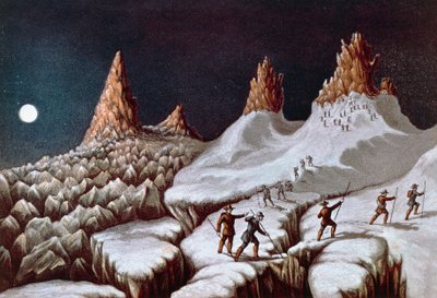 ジョン・マクレガーのモンブラン登頂、グラン・ミュールズ・ルート、イラスト（「Narrative of ascent to Mont Blanc」9月21日より 作： William M. Timlin