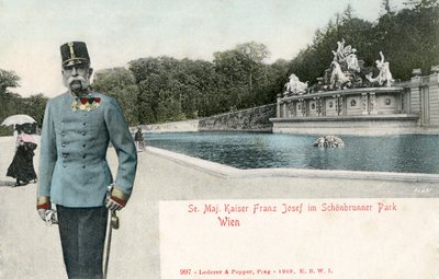 皇帝フランツ・ヨーゼフ、シェーンブルン宮殿公園にて 作： Unbekannter Künstler