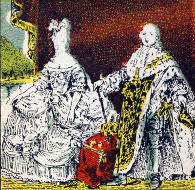 フランス国王ルイ16世と王妃マリー・アントワネット。Histoire de France "に掲載されたエングレーヴィング。24 rue d