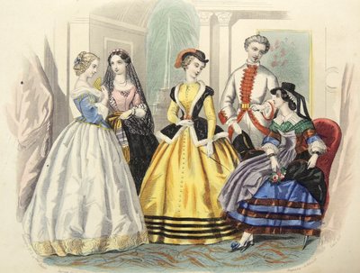 レディース・パリのファッション、1860年頃。 作： Unbekannter Künstler