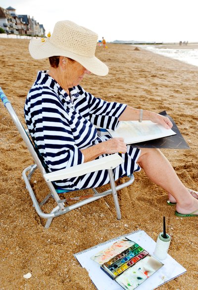水彩画の女性画家 作： Unbekannt