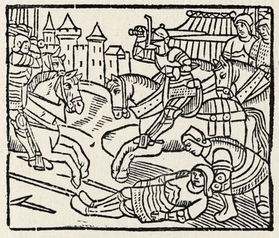 トーナメントでのランスロット (木版画) 作： Unbekannter Künstler