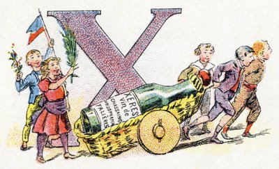 Letter X: Xeres.ホスファティンファリエスのアルファベット．エングレービング。薬剤師Pierre Emile FalieresによるBrevete alphabet S.G.D.G. .19世紀後半の色版画による挿絵。16ページ。寸法：103x154mm 作： Unbekannt