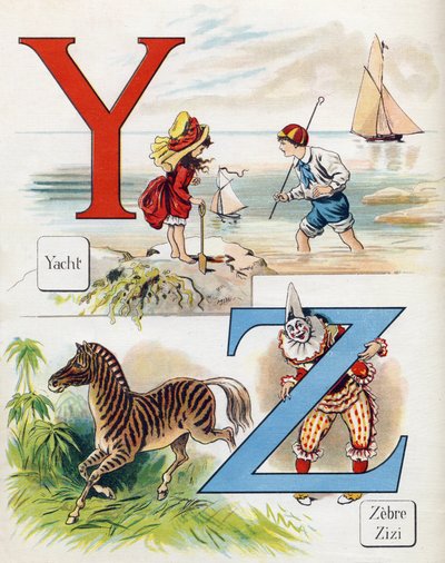 Letter Y and Z: Yatch, zebra and Zizi the clown.ABC L