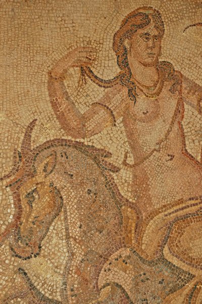 リビア、ジェイソン・マグヌスの別荘にあったニンフとサテュロスのローマ式モザイク画 作： Unbekannt