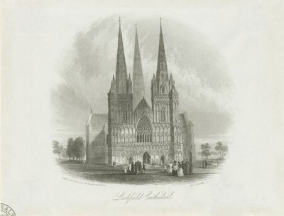 リッチフィールド大聖堂-西正面：鋼の彫刻、ND [c 1842] 作： Unbekannt