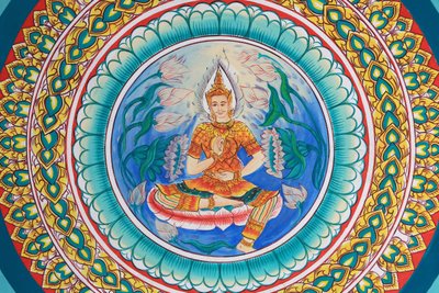 ブッダの生涯。仏陀の生涯を描いた天井画。ワット・インペン。ヴィエンチャン。ラオス、20151029、ビエンチャン、ラオス 作： Unbekannt