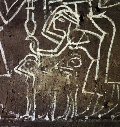 ルクソール テーベ: Deir el Medineh、職人のネクロポール、第 19 王朝の墓の詳細。 作： Leopold Blonder