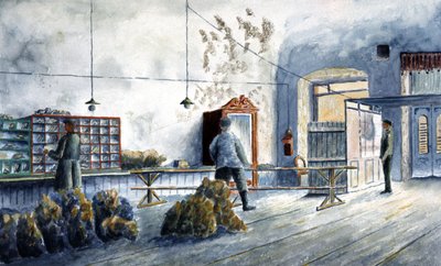 郵便局での郵便物の仕分け 作： Unbekannter Künstler