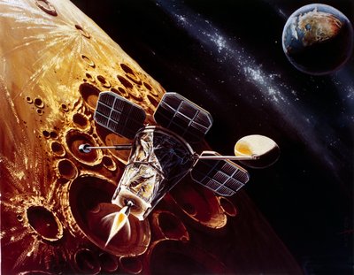 有人宇宙飛行、アメリカ、アポロ、ルナ・オービターの全体図 作： Unbekannt