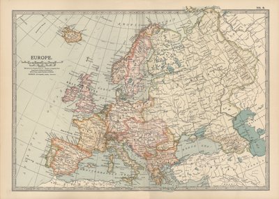 1900年頃のヨーロッパ地図（エングレーヴィング） 作： Unbekannter Künstler