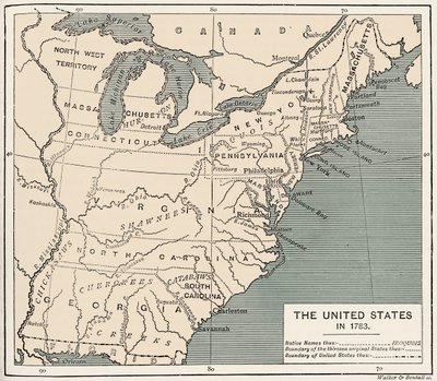 独立後のアメリカ合衆国の地図 作： Unbekannter Künstler