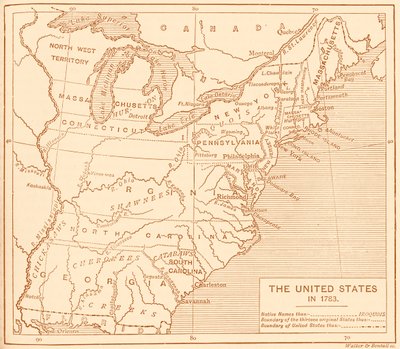 独立後のアメリカ合衆国の地図 作： Unbekannter Künstler