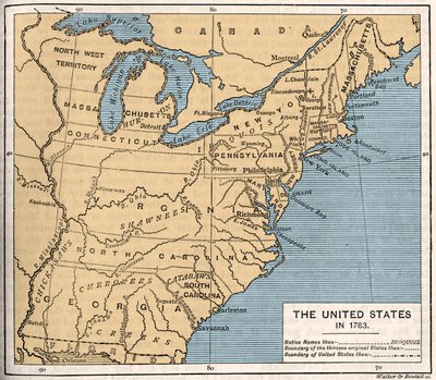 独立後のアメリカ合衆国の地図 作： Unbekannter Künstler