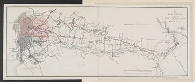 ウェアの町の近くの水源からロンドンまでのニュー川の地図 作： Unbekannter Künstler