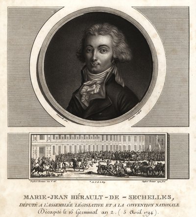 Marie-Jean Herault de Sechelles (1759-1794), フランスの裁判官、政治家、恐怖政治でギロチンにかけられる 作： Unbekannt