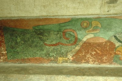 メキシコ、メキシコシティ、テオティワカン（紀元1世紀）、ジャガーの神殿、オウムのフレスコ画 作： Unbekannt