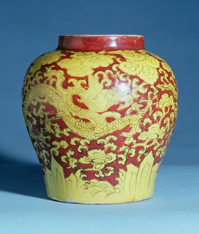明時代の赤と黄の玉手箱（嘉慶印） (1522-66) 作： Unbekannt