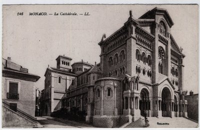 モナコ：カテドラル・ノートルダム・イマキュレー（Notre-Dame-Immaculee）の外観 - ポストカード 19世紀後半～20世紀 作： William M. Timlin